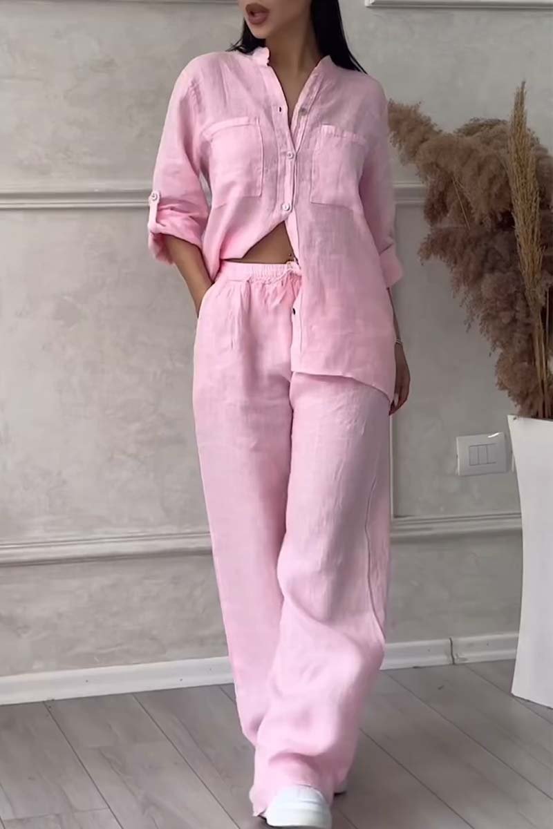 Lara Casual Cotton and Linen Pants Set