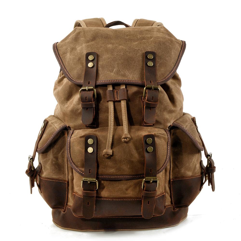 Waxed Canvas & Genuine Leather Hiking Backpack – 18L Rucksack | John