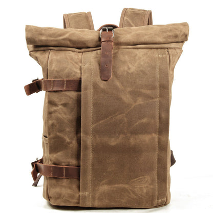 Anti-Theft Waxed Canvas & Genuine Leather Backpack – 20L Roll-Top Rucksack | Peter