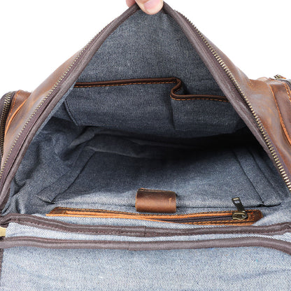 Genuine Leather Laptop Backpack – 23L Vintage Rucksack for Men | Charles