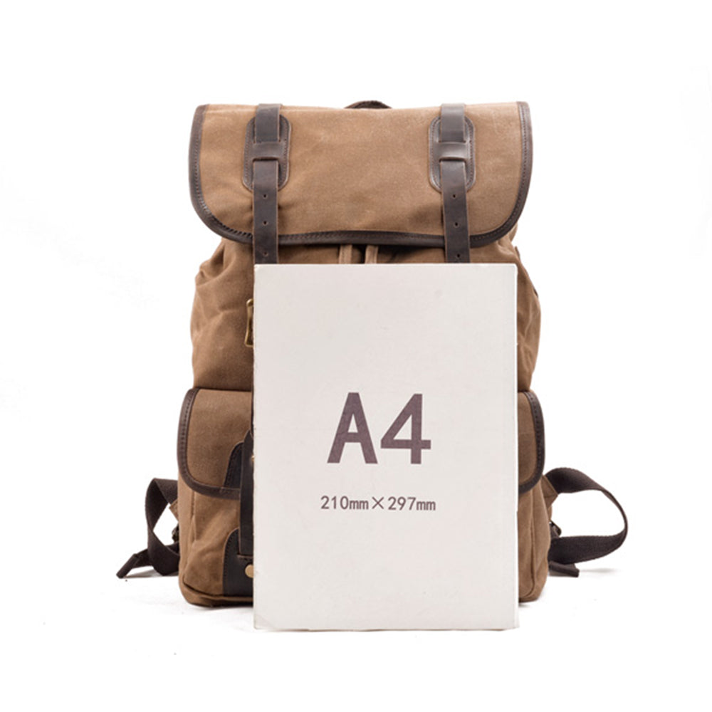 Waxed Canvas & Genuine Leather Travel Backpack – Vintage Rucksack | Marcus