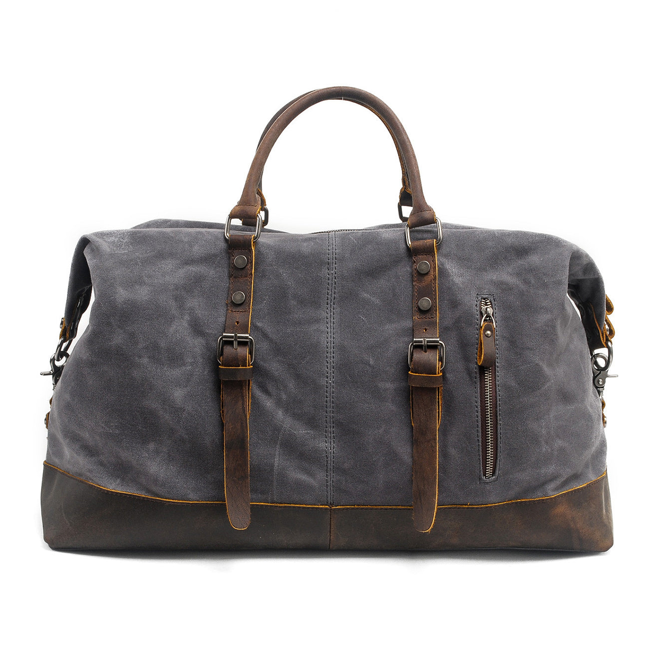 Waxed Canvas & Genuine Leather Travel Bag – 38L Duffle Weekender