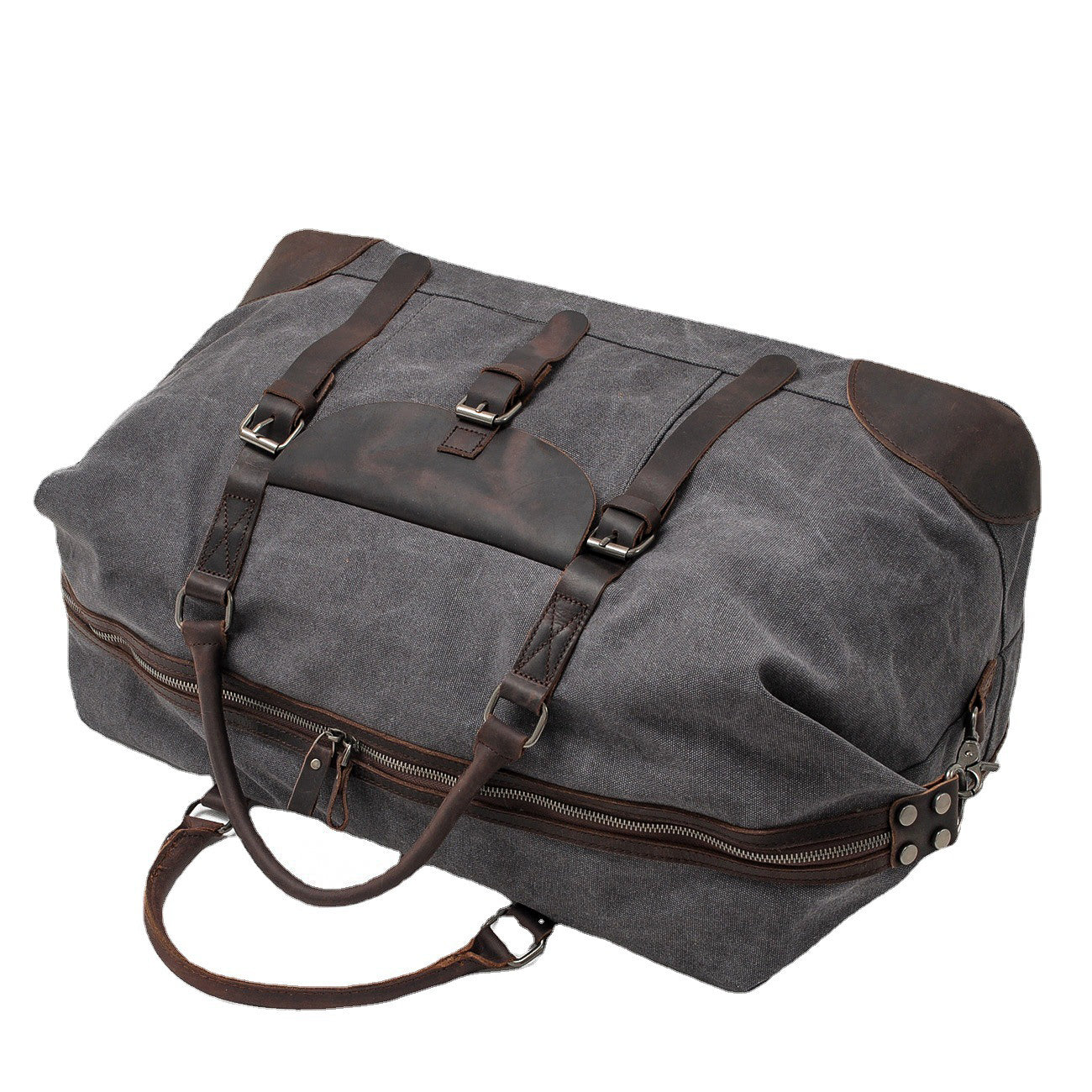 Waxed Canvas & Genuine Leather Travel Duffle Bag – 56L Weekender