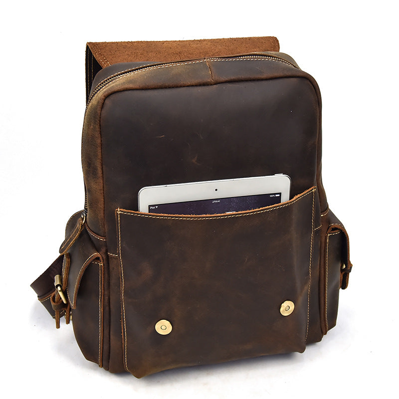 Waterproof Genuine Leather Backpack for Women – Vintage Rucksack