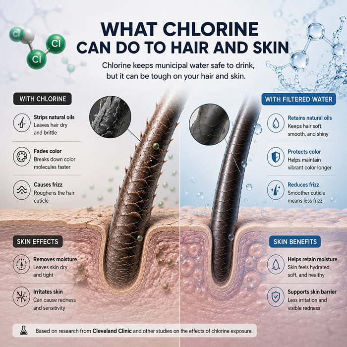 What chlorine can do to hair and skin