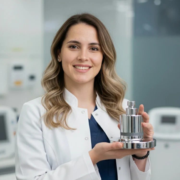 Doctor holding filtered showerhead