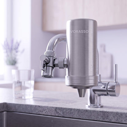VORASSO Pro Faucet Filter fitted to a kitchen tap