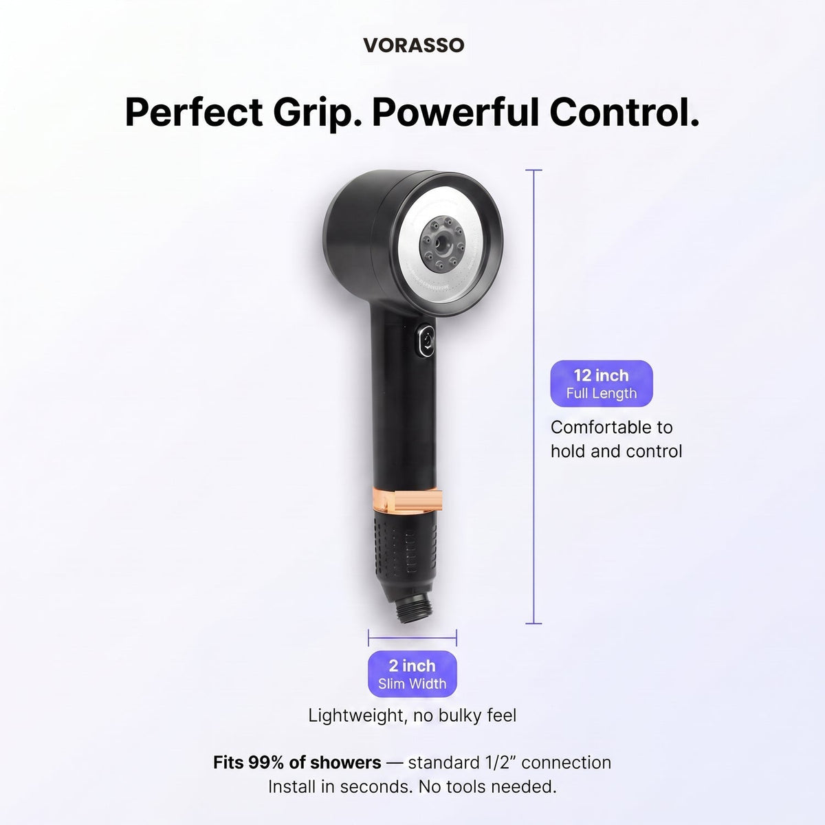 VORASSO Pro handheld showerhead spray detail