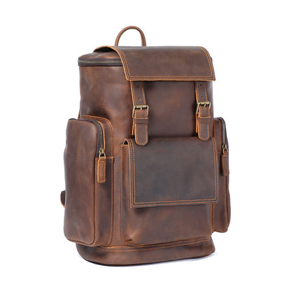 Genuine Leather Laptop Backpack – 23L Vintage Rucksack for Men | Charles