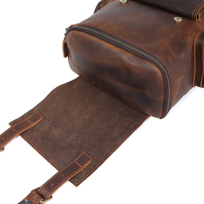 Genuine Leather Laptop Backpack – 23L Vintage Rucksack for Men | Charles