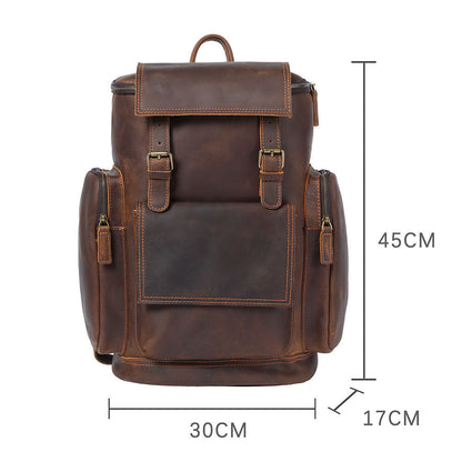 Genuine Leather Laptop Backpack – 23L Vintage Rucksack for Men | Charles