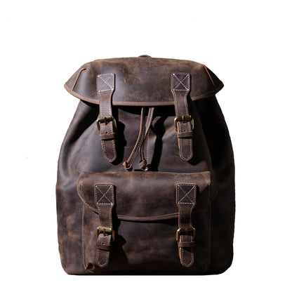 Genuine Leather Backpack – Vintage Rucksack for Men & Women