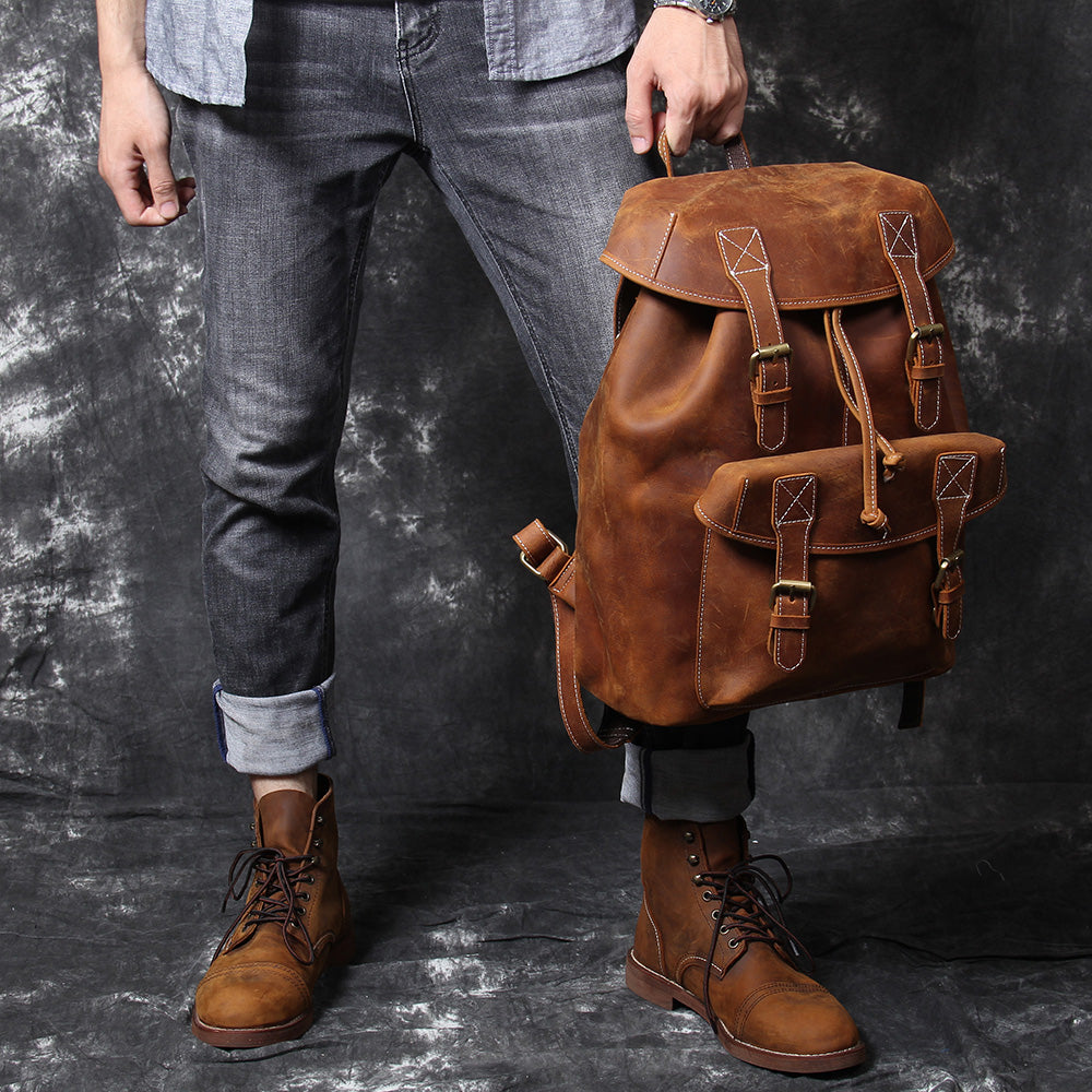 Genuine Leather Backpack – Vintage Rucksack for Men & Women | Jeffrey