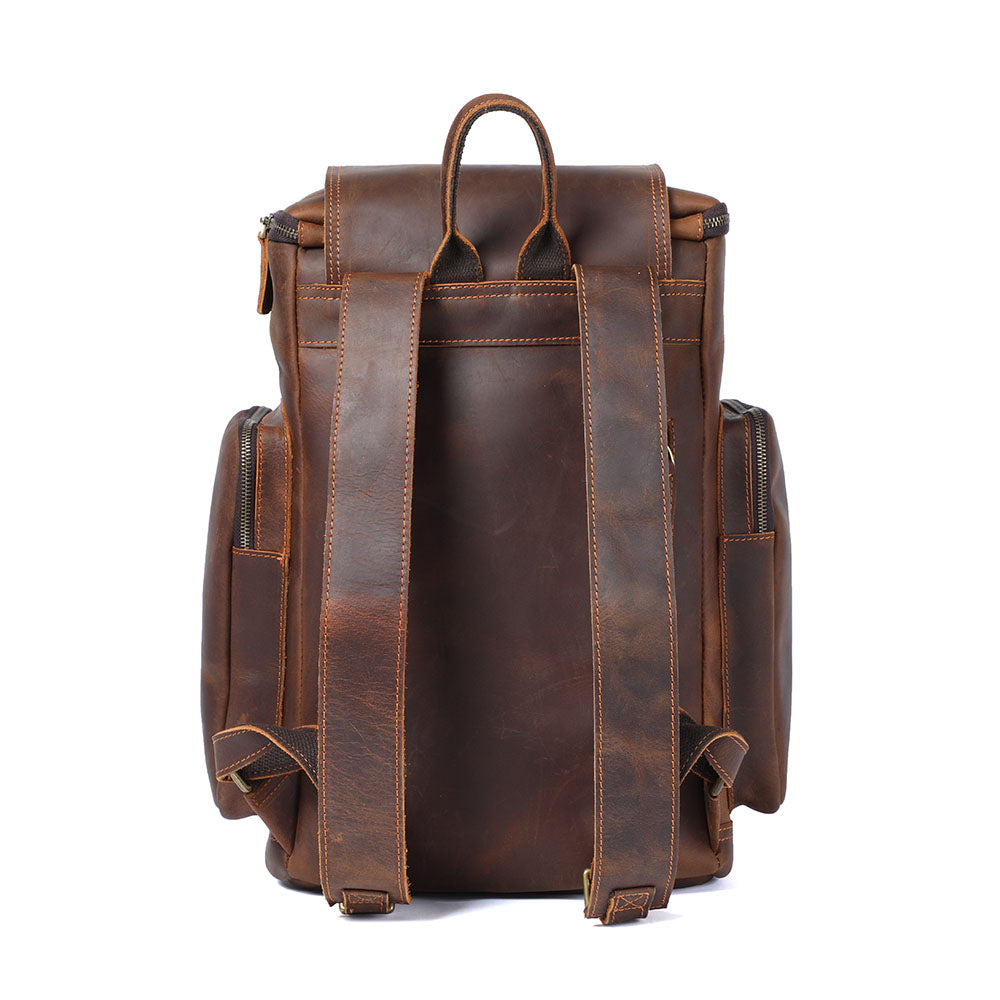 Genuine Leather Laptop Backpack – 23L Vintage Rucksack for Men | Charles