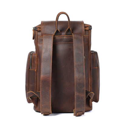 Genuine Leather Laptop Backpack – 23L Vintage Rucksack for Men | Charles