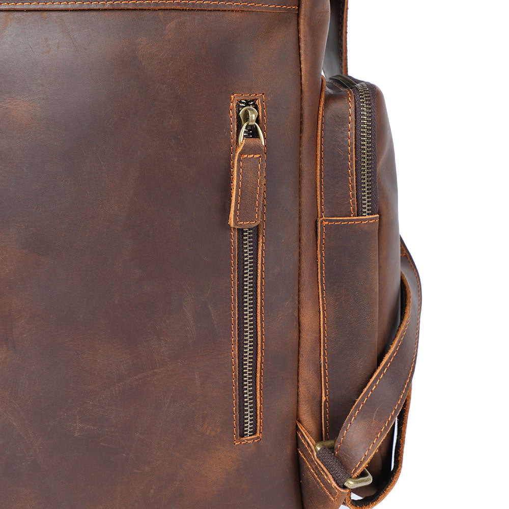 Genuine Leather Laptop Backpack – 23L Vintage Rucksack for Men | Charles
