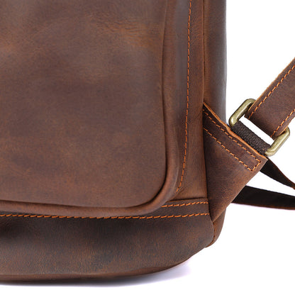Genuine Leather Laptop Backpack – 23L Vintage Rucksack for Men