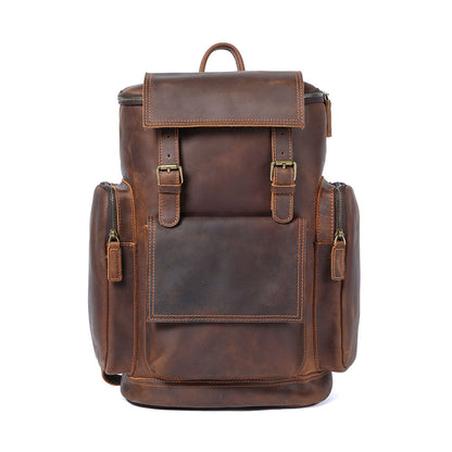 Genuine Leather Laptop Backpack – 23L Vintage Rucksack for Men
