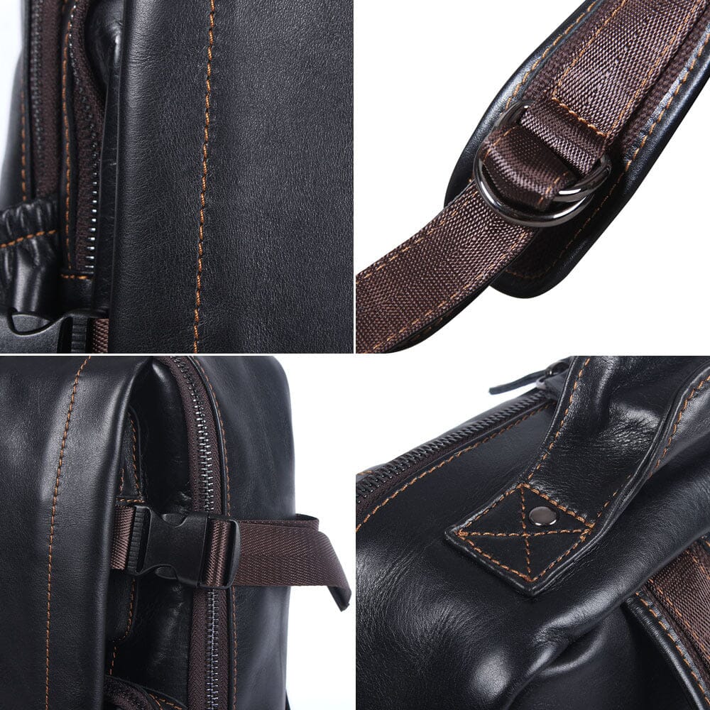 Genuine Leather Laptop Backpack – Slim Work & Travel Rucksack for Men