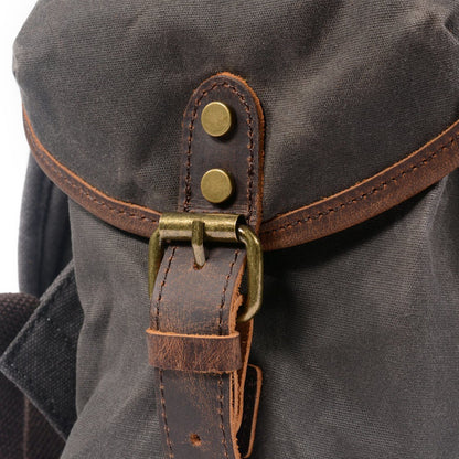 Waxed Canvas & Genuine Leather Backpack – Vintage Everyday Rucksack | James