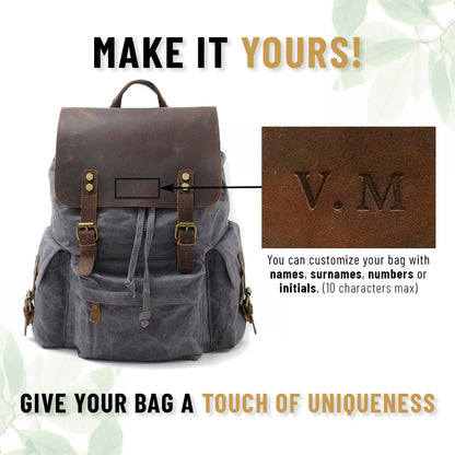 Waxed Canvas & Genuine Leather Backpack – 27L Vintage Rucksack | Jacob