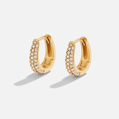 Lily Sparkle Hoops – 18K Gold Crystal Waterproof Hoop Earrings