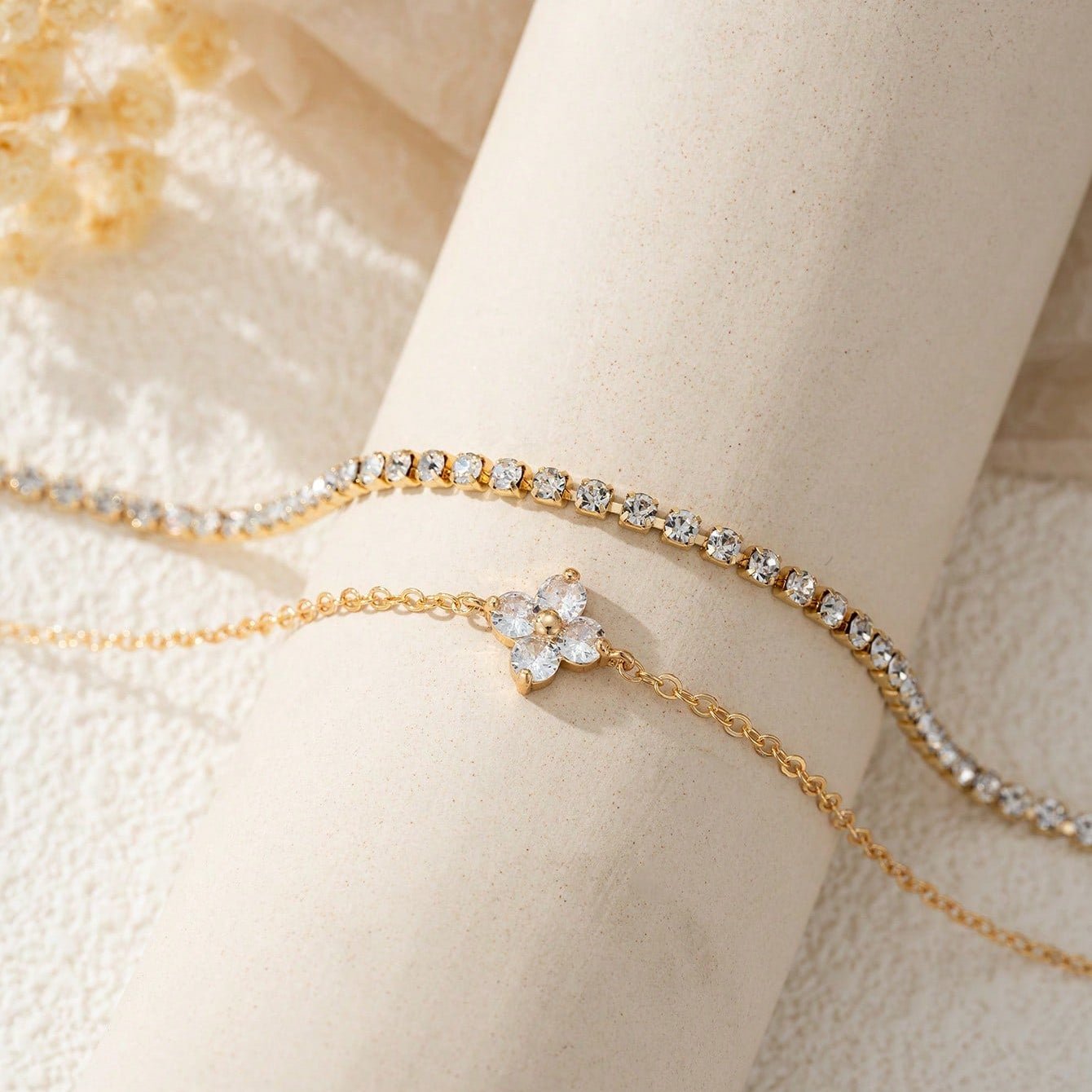 Lina Bracelet Set – 18K Gold Waterproof Stacking Bracelets (Set of 2)