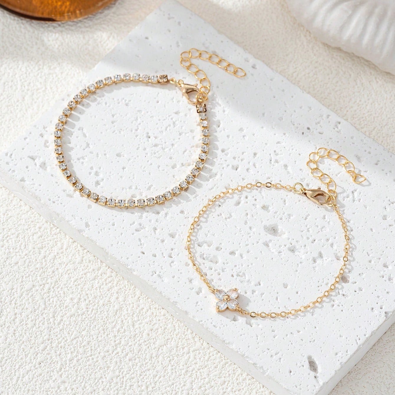 Lina Bracelet Set – 18K Gold Waterproof Stacking Bracelets (Set of 2)