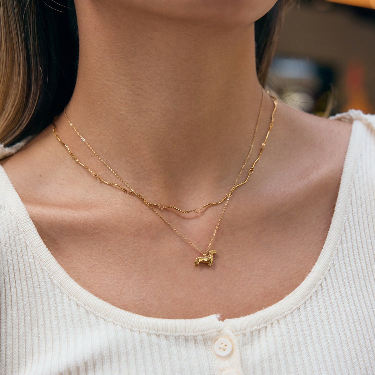 Little Sausage Dog Necklace – Dainty Dachshund Pendant in Gold or Silver