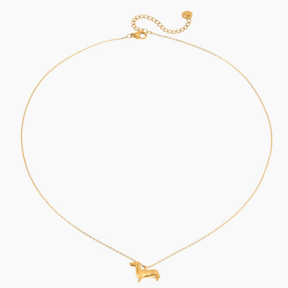 Little Sausage Dog Necklace – Dainty Dachshund Pendant in Gold or Silver