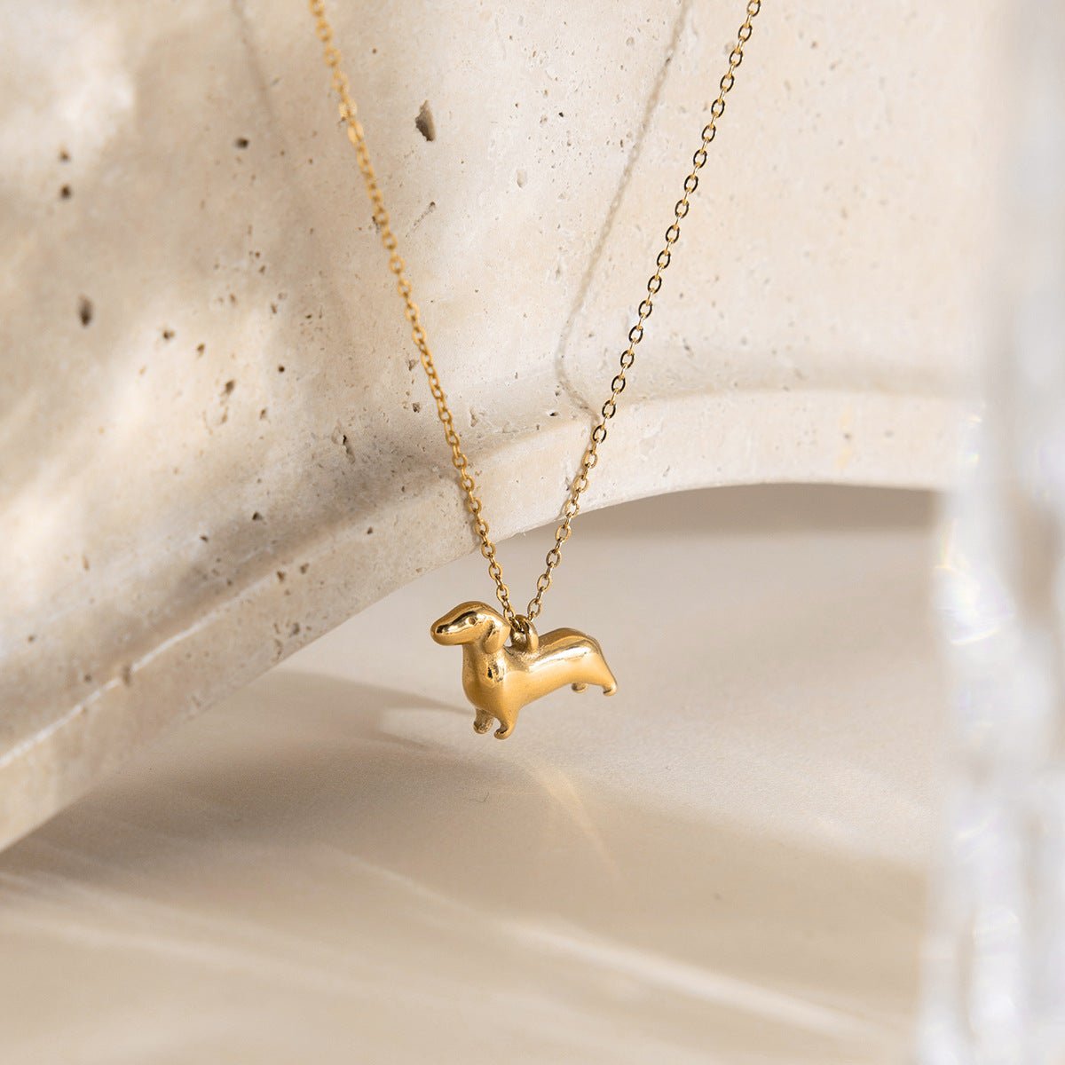 Little Sausage Dog Necklace – Dainty Dachshund Pendant in Gold or Silver