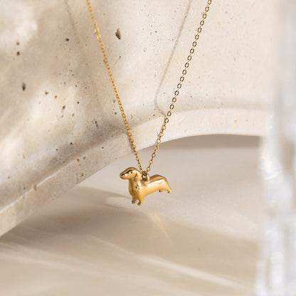 Little Sausage Dog Necklace – Dainty Dachshund Pendant in Gold or Silver