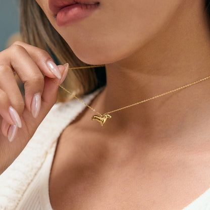 Little Sausage Dog Necklace – Dainty Dachshund Pendant in Gold or Silver