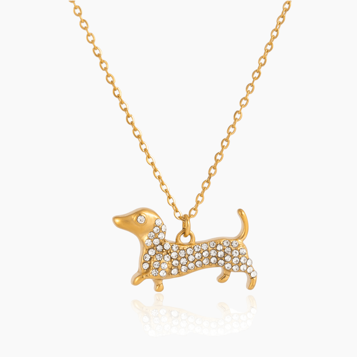 Loyal Hound Charm Necklace – Sparkling Dog Silhouette Pendant