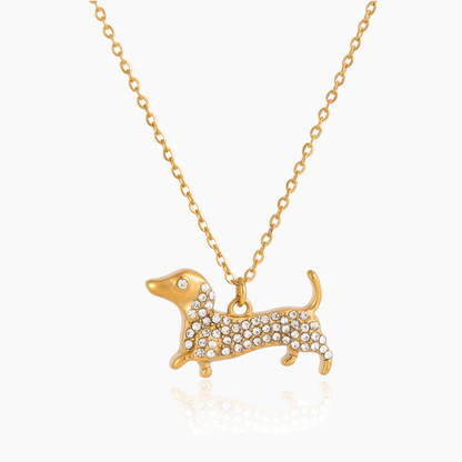 Loyal Hound Charm Necklace – Sparkling Dog Silhouette Pendant