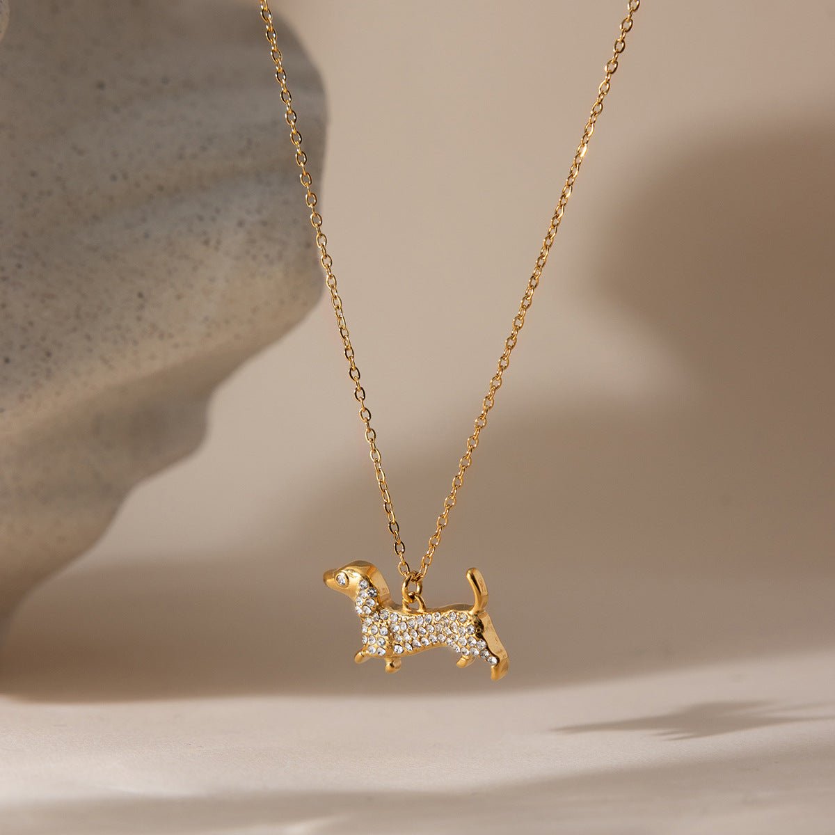 Loyal Hound Charm Necklace – Sparkling Dog Silhouette Pendant