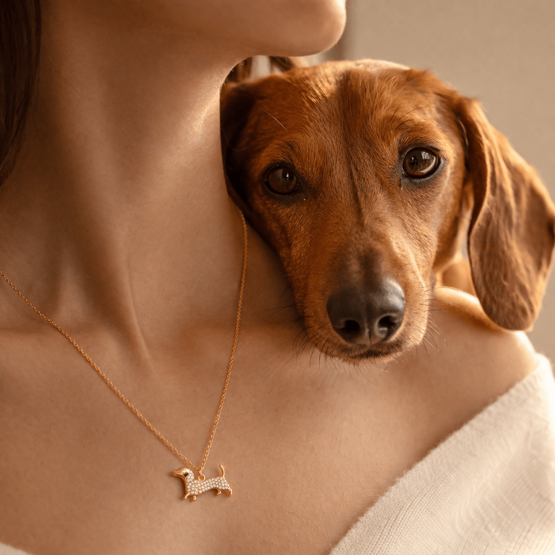 Loyal Hound Charm Necklace – Sparkling Dog Silhouette Pendant