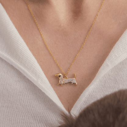 Loyal Hound Charm Necklace – Sparkling Dog Silhouette Pendant