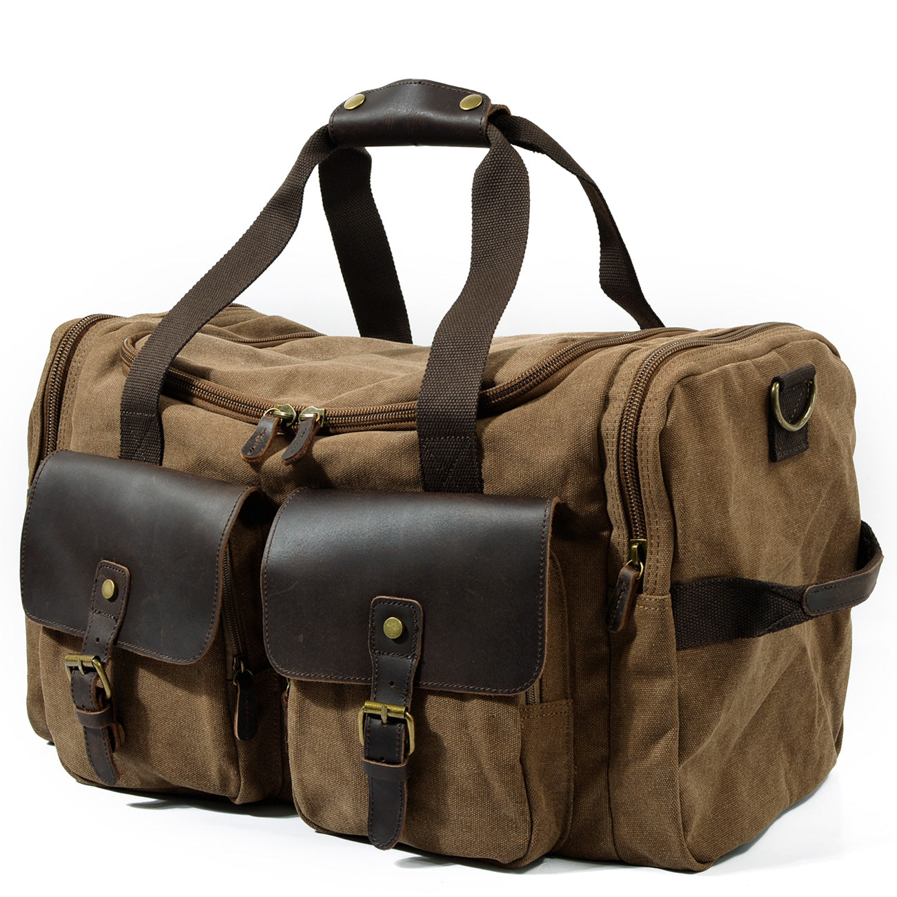 Waxed Canvas & Genuine Leather Duffle Bag – Men's Weekender Travel Bag