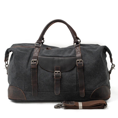Waxed Canvas & Genuine Leather Travel Duffle Bag – 56L Weekender