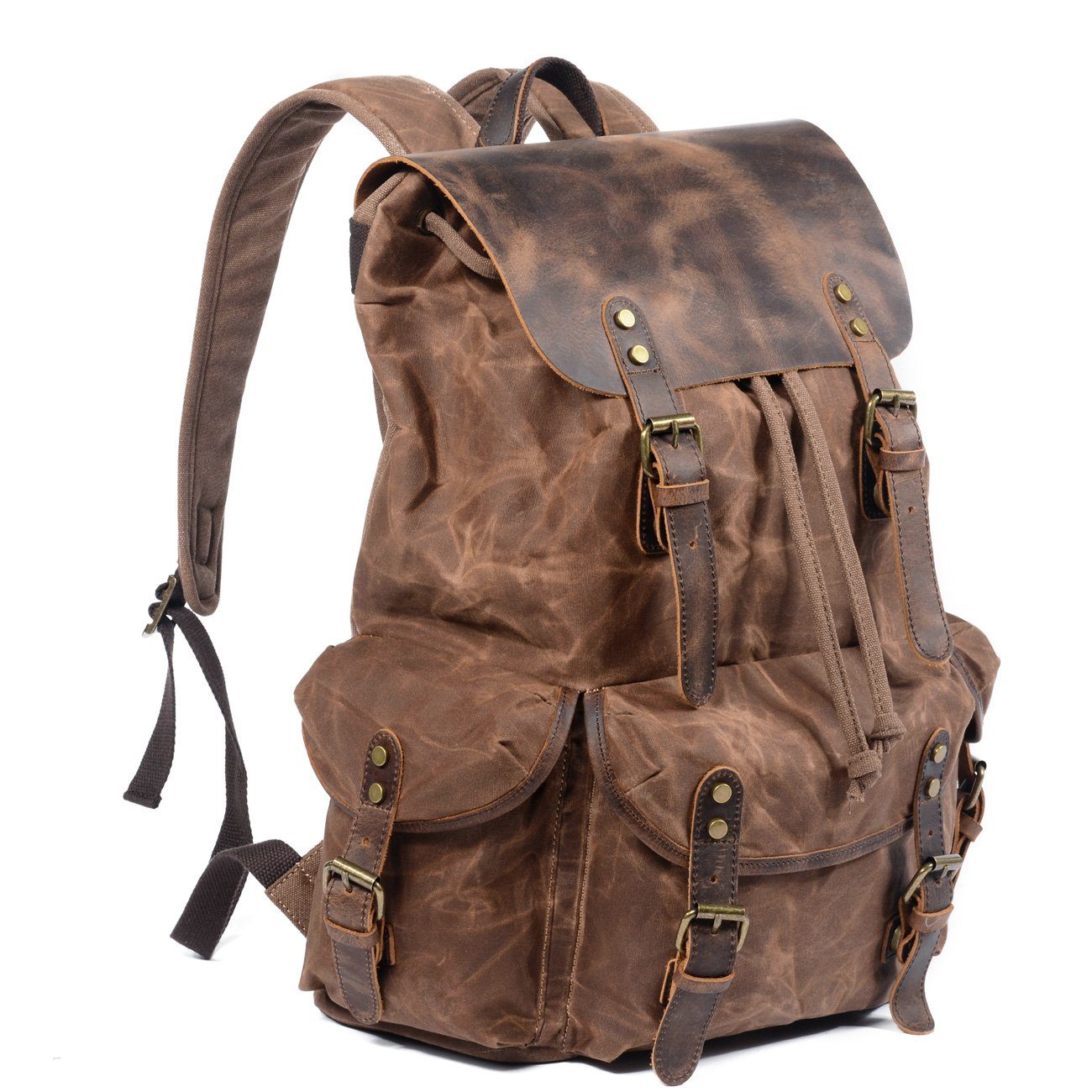 Waxed Canvas & Genuine Leather Backpack – Vintage Everyday Rucksack | James