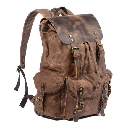 Waxed Canvas & Genuine Leather Backpack – Vintage Everyday Rucksack | James