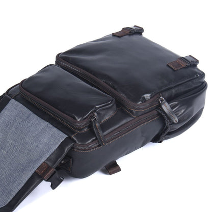 Genuine Leather Laptop Backpack – Slim Work & Travel Rucksack for Men
