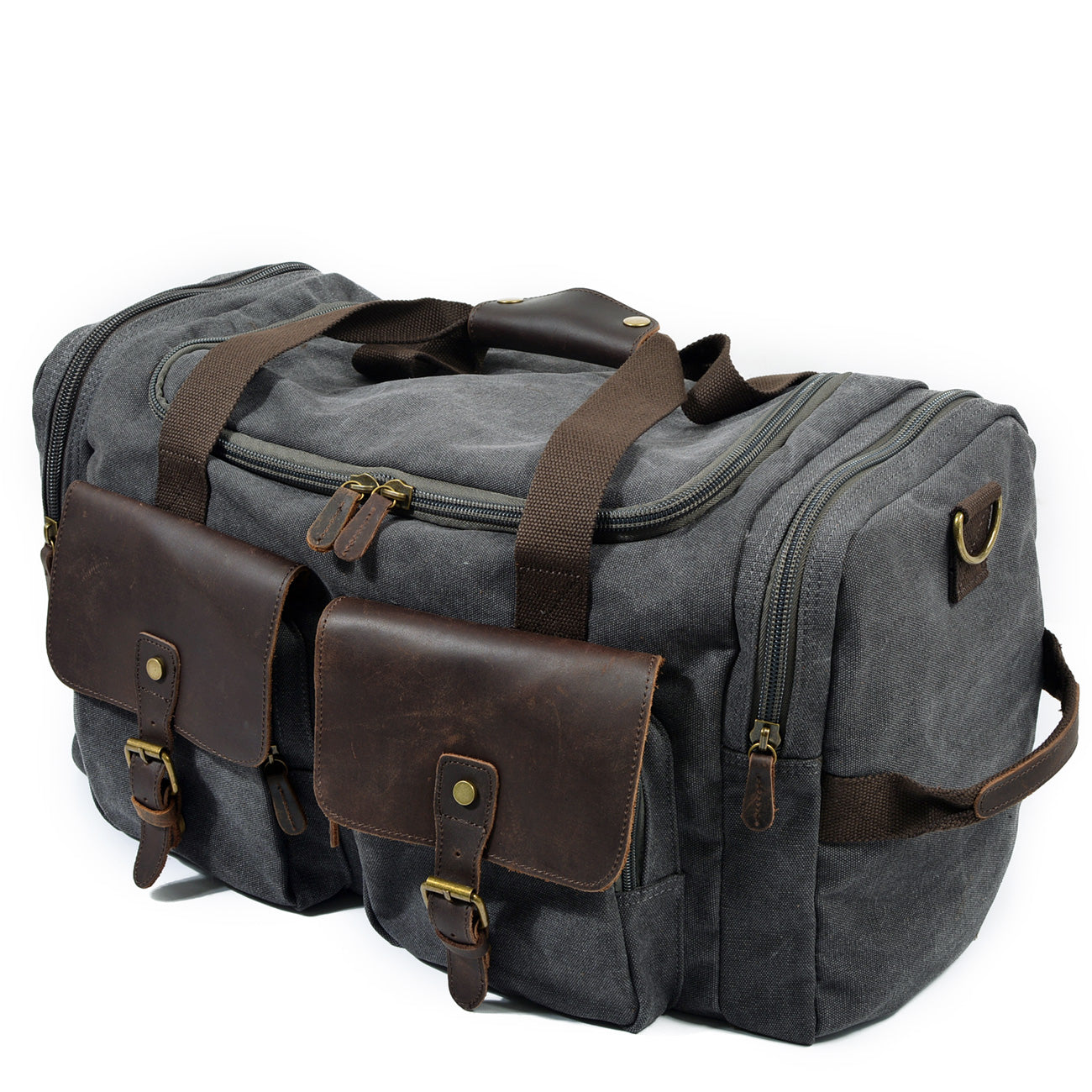 Waxed Canvas & Genuine Leather Duffle Bag – Men's Weekender Travel Bag