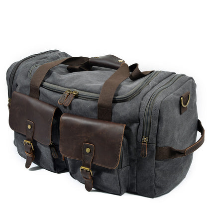 Waxed Canvas & Genuine Leather Duffle Bag – Men's Weekender Travel Bag