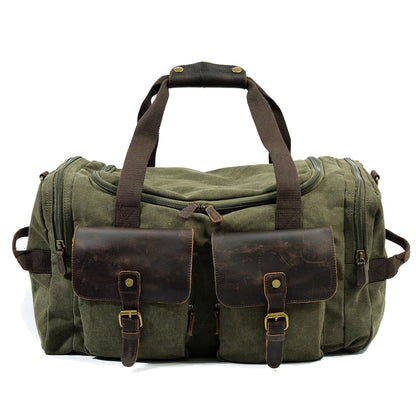 Waxed Canvas & Genuine Leather Duffle Bag – Men's Weekender Travel Bag