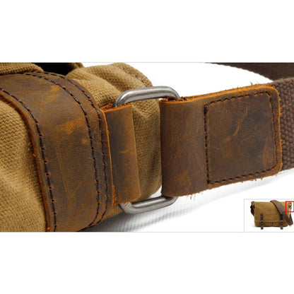 Waxed Canvas & Genuine Leather Messenger Bag – Men's Crossbody Shoulder Bag | Joshua