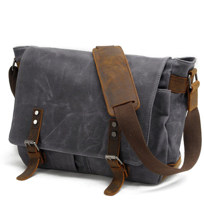 Waxed Canvas & Genuine Leather Messenger Bag – Men's Crossbody Shoulder Bag | Joshua
