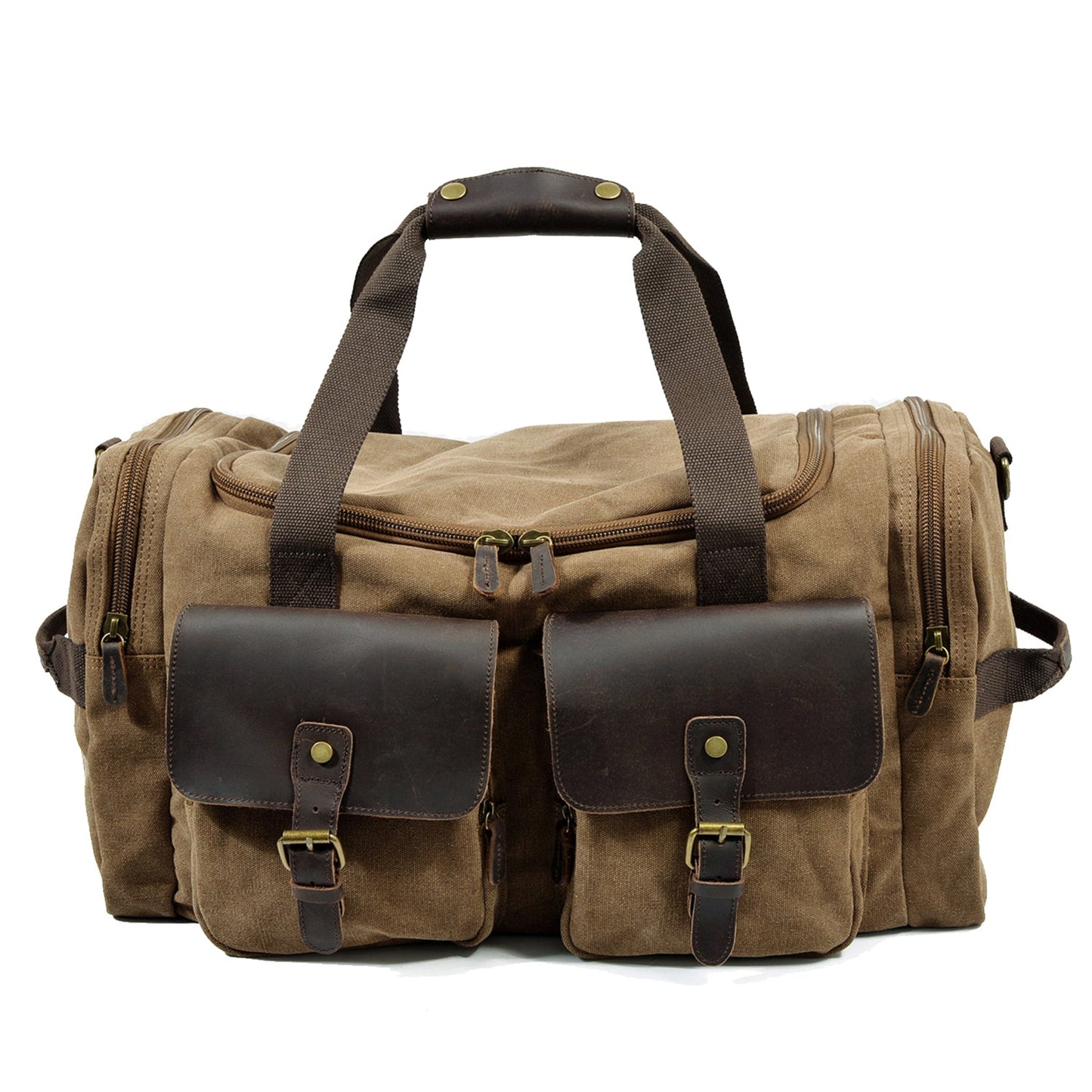 Waxed Canvas & Genuine Leather Duffle Bag – Men's Weekender Travel Bag