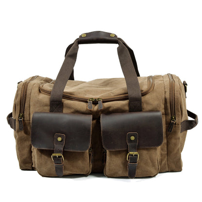 Waxed Canvas & Genuine Leather Duffle Bag – Men's Weekender Travel Bag